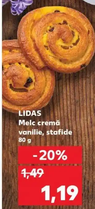 Kaufland LIDAS Melc cremă vanilie, stafide 80 g Ofertă