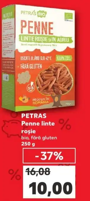 Kaufland PETRAS BIO Penne linte roşie Ofertă