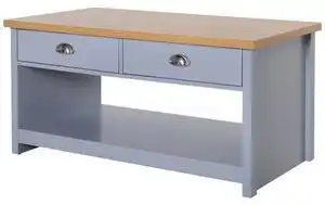 Masuta de cafea cu 2 sertare, raft deschis, 2 manere din metal lucios, din MDF, 99x55x50.5cm, Gri HOMCOM | Aosom RO