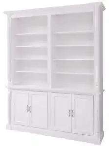 Favi Biblioteca mare cu ornamente, 4 usi si spatiu deschis, BAS + SUP cu finisaj 2 straturi de culori antichizat Ofertă