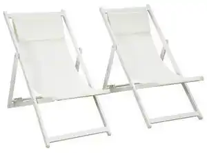 Favi Outsunny Set 2 Scaune Fotoliu, Șezlong pentru Exterior, Pliabile și Rabatabile, din Aluminiu, 96.5 x 58 x 91.5 cm, Bej Ofertă