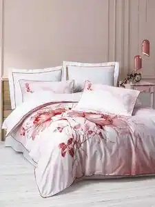 Lenjerie pat de lux cu broderie din satin, Elite CottonBox, Gules Red