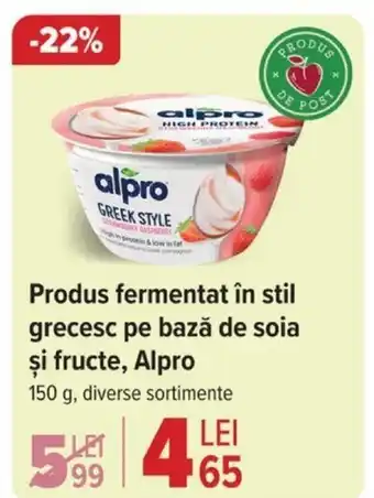 Carrefour Produs fermentat în stil grecesc pe bază de soia şi fructe, Alpro Ofertă