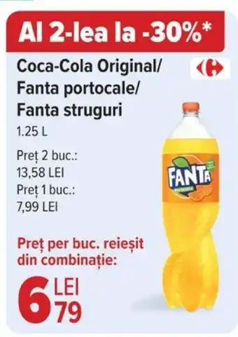 Carrefour Coca-Cola Original/ Fanta portocale/ Fanta struguri 1.25L Ofertă