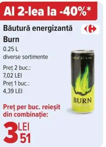Carrefour Băutură energizantă Burn 0.25L Ofertă