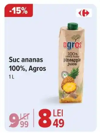 Suc ananas 100%, Agros 1L