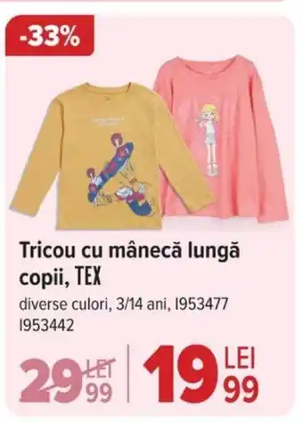 Tricou cu mânecă lungă copii, TEX