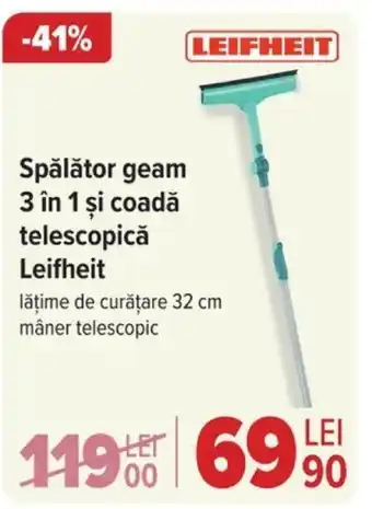 Spălător geam 3 în 1 şi coadă telescopică Leifheit