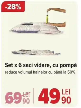 Carrefour Set x 6 saci vidare, cu pompă Ofertă