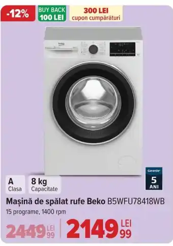 Carrefour Maşină de spălat rufe Beko B5WFU78418WB Ofertă