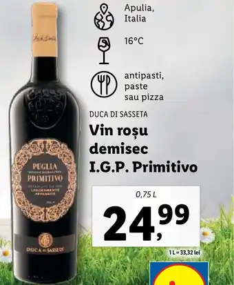 Lidl Vin roşu demisec I.G.P. Primitivo Ofertă