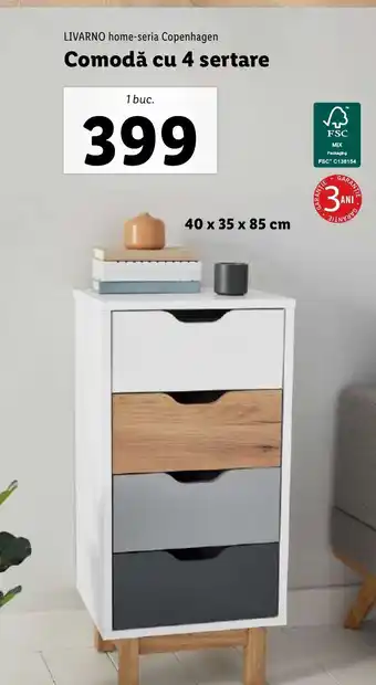 Lidl LIVARNO home-seria Copenhagen Comodă cu 4 sertare Ofertă