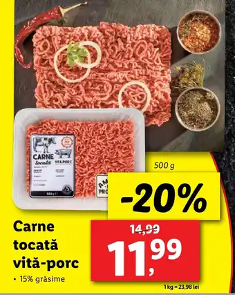 Lidl Carne tocată vitǎ-porc Ofertă