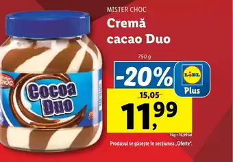 Lidl MISTER CHOC Cremă cacao Duo Ofertă