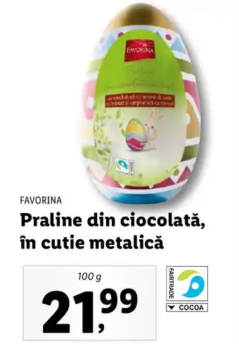 Lidl FAVORINA Praline din ciocolată, în cutie metalică Ofertă