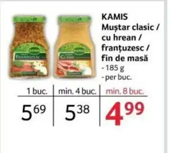Selgros KAMIS Mustar clasic / cu hrean/ franţuzesc / fin de masă Ofertă