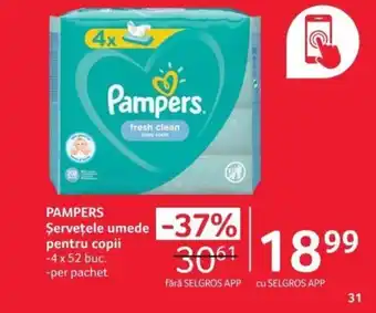 Selgros PAMPERS Şervețele umede pentru copii Ofertă