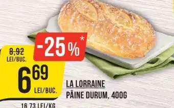 Mega Image LA LORRAINE PÂINE DURUM, 400G Ofertă