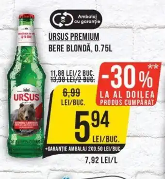 Mega Image URSUS PREMIUM BERE BLONDĂ, 0.75L Ofertă