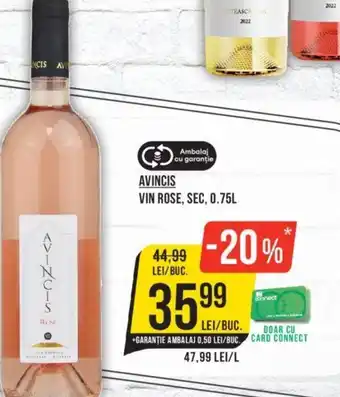 Mega Image AVINCIS VIN ROSE, SEC, 0.75L Ofertă