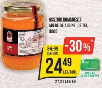 Mega Image GUSTURI ROMÂNEȘTI MIERE DE ALBINE, DE TEI, 900G Ofertă