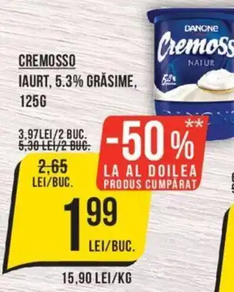 Mega Image CREMOSSO IAURT, 5.3% GRASIME, 125G Ofertă