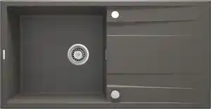 Chiuveta bucatarie compozit gri inchis mat cu picurator si ventil pop-up Deante Eridan Gri inchis mat