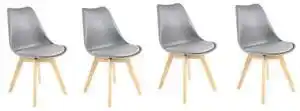 Scaune de sufragerie 4buc gri, stil scandinav Basic