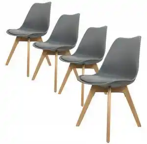 Scaune de sufragerie 4buc gri închis, stil scandinav Basic