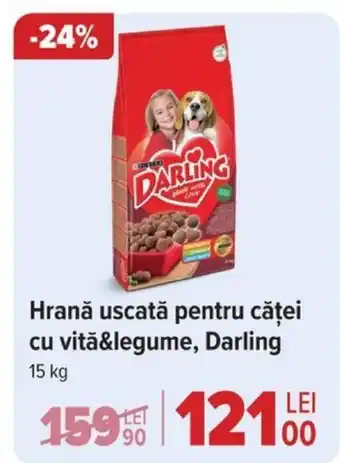 Carrefour Hrană uscată pentru căței cu vitǎ&legume, Darling Ofertă