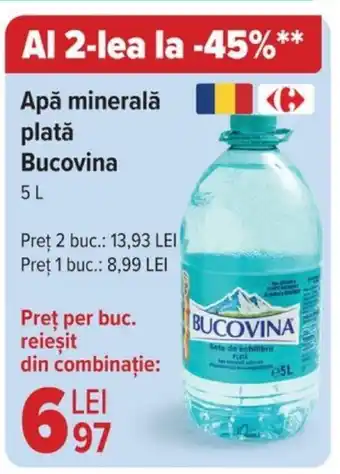 Carrefour Apă minerală plată Bucovina 5L Ofertă