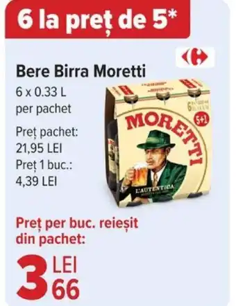 Carrefour Bere Birra Moretti Ofertă