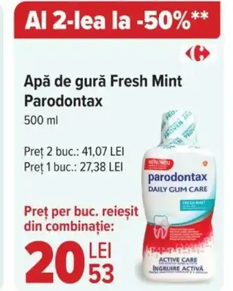 Carrefour Apă de gură Fresh Mint Parodontax Ofertă