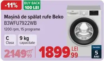 Carrefour Maşină de spălat rufe Beko B3WFU7922WB Ofertă