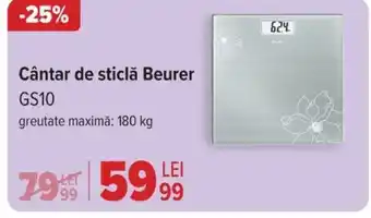 Carrefour Cântar de sticlă Beurer GS10 Ofertă