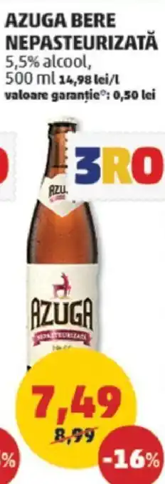 Penny AZUGA BERE NEPASTEURIZATĂ 500 ml Ofertă