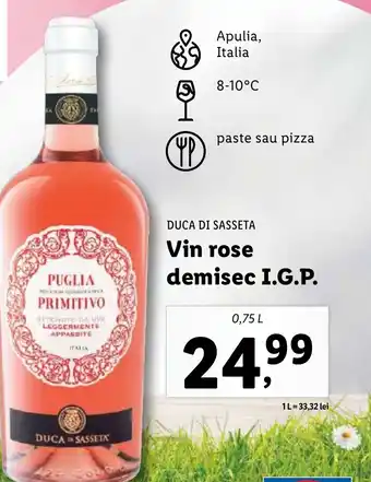 Lidl Vin rose demisec I.G.P. 0.75L Ofertă