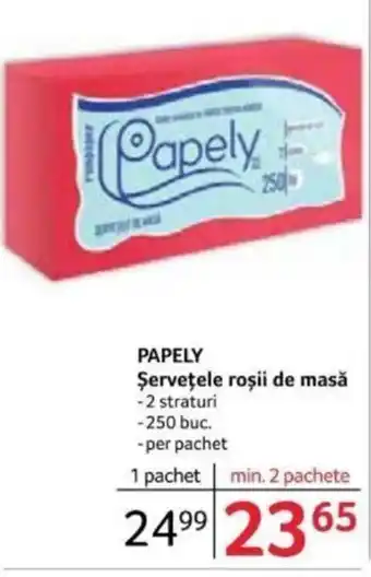 Selgros PAPELY Şervețele roșii de masă Ofertă