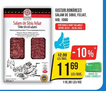 Mega Image GUSTURI ROMÂNESTI SALAM DE SIBIU, FELIAT, VID, 100G Ofertă