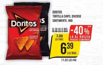 Mega Image DORITOS TORTILLA CHIPS, DIVERSE SORTIMENTE, 90G Ofertă