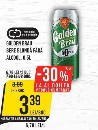 Mega Image GOLDEN BRAU BERE BLONDĂ FĂRĂ ALCOOL, 0.5L Ofertă