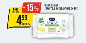 Mega Image BELLA MEDICA ȘERVEȚELE UMEDE, INTIME, 20 BUC. Ofertă