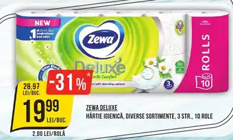 Mega Image ZEWA DELUXE HÂRTIE IGIENICĂ, DIVERSE SORTIMENTE, 3 STR., 10 ROLE Ofertă