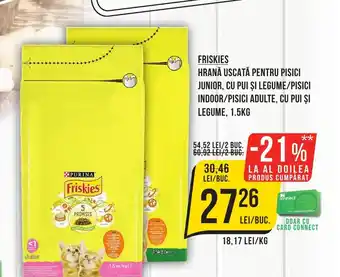 Mega Image FRISKIES HRANĂ USCATĂ PENTRU PISICI JUNIOR, CU PUI ȘI LEGUME/PISICI INDOOR/PISICI ADULTE, CU PUI ȘI LEGUME, 1.5KG Ofertă