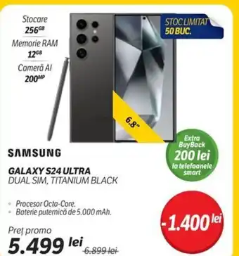 Flanco SAMSUNG GALAXY S24 ULTRA DUAL SIM, TITANIUM BLACK Ofertă