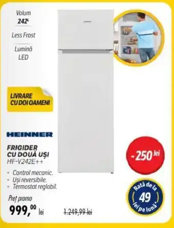 Flanco HEINNER FRIGIDER CU DOUĂ UŞI HF-V242E++ Ofertă