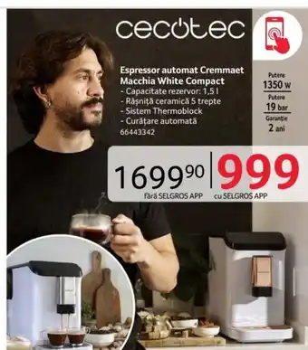 Selgros Espressor automat Cremmaet Macchia White Compact Ofertă