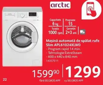 Selgros Maşină automată de spălat rufe Slim APL61024XLWO Ofertă