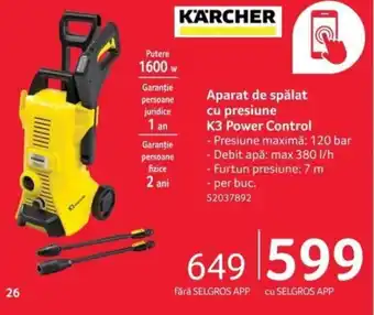 Selgros KÄRCHER Aparat de spălat cu presiune K3 Power Control Ofertă