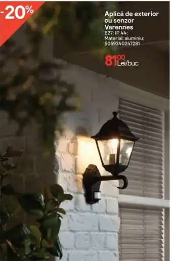 Aplică de exterior cu senzor Varennes